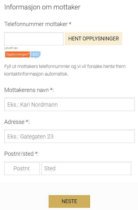 Informasjon om mottaker